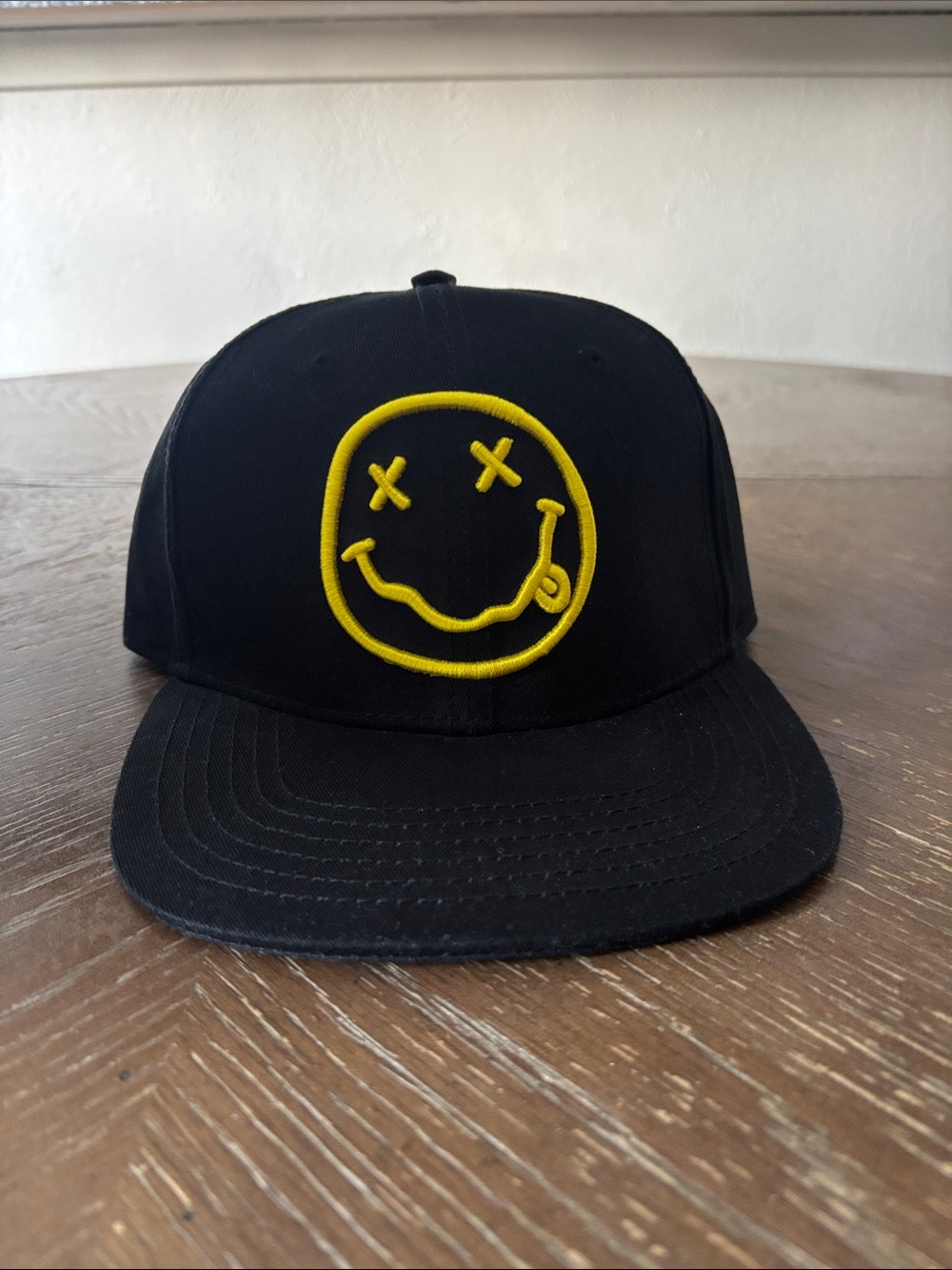 Nirvana adjustable black & yellow Smile Logo Unisex Cap